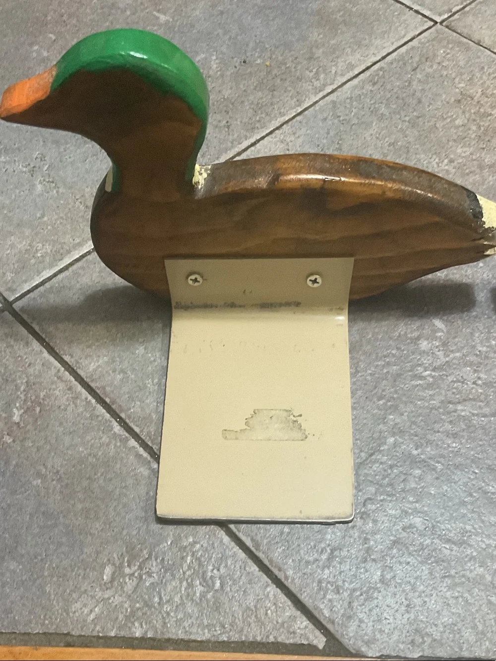 Handcrafted Wooden Duck Bookends in Green and Brown